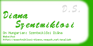 diana szentmiklosi business card