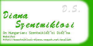 diana szentmiklosi business card